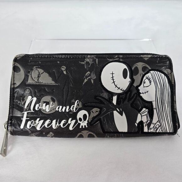 Disney Nightmare Before Christmas Wallet Black White Now and Forever Zip Around - Picture 1 of 13